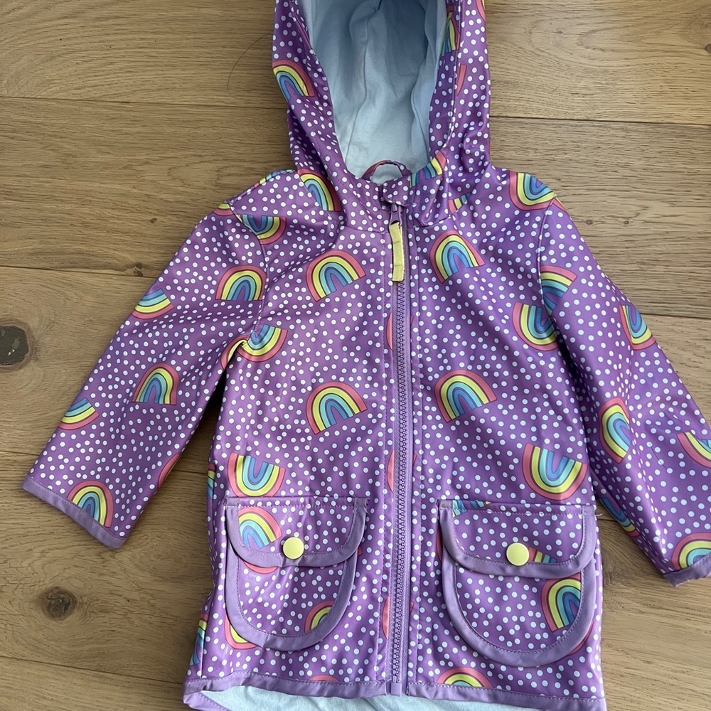 Cat & Jack Purple Rainbow Hooded Kids Raincoat